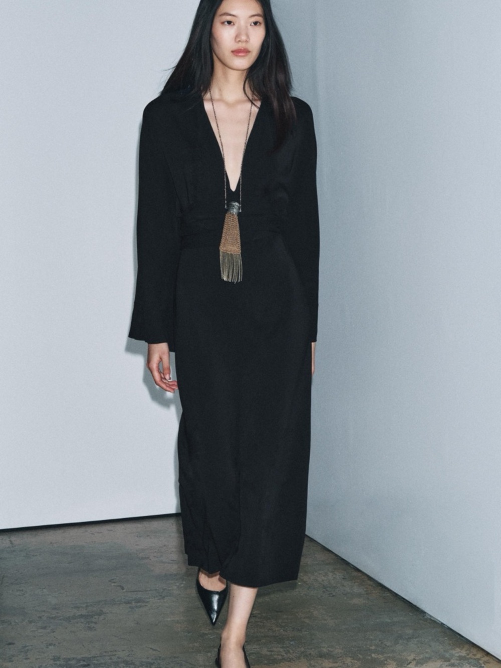 Zara Collection Midi Dress with ties NWT